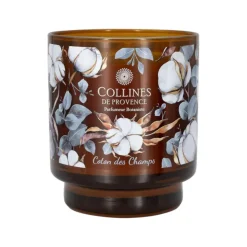 Bougie parfumée en verre décoré senteur Coton des Champs Collines de Provence – 220 g