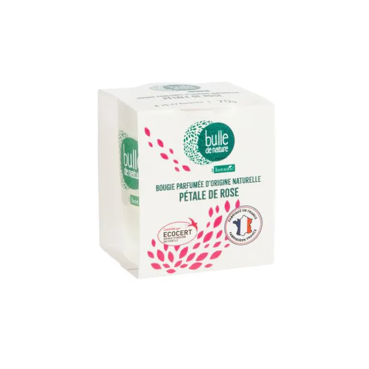 Bougie parfumée senteur pétale de rose contrôlée par Ecocert Greenlife Bulle de Nature par botanic® - 70 g