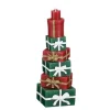 Bougie rouge et verte forme cadeaux - 8 x 7 x 23 cm