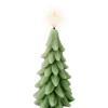 Bougie sapin vert imitation cire à LED blanc chaud pour intérieur - Ø 7 x H 15,5 cm