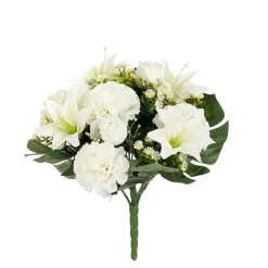 Bouquet artificiel de Zinnia et Lys crème - Ø 30 x H 34 cm