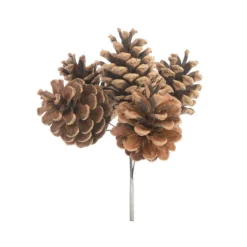 Bouquet de 5 pommes de pin tigées naturelles pour décoration de Noël