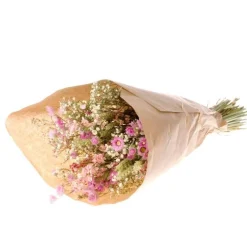 Bouquet de fleurs séchées Trendy coloris rose et blanc - Ø 25/30 cm x H 50 cm