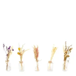 Bouteille fleur séchée coloris multicolore en verre
