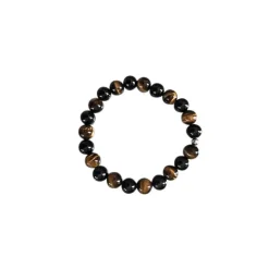 Bracelet mix oeil tigre et onyx 4mm