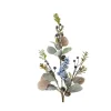 Branche artificielle enneigée en polyester avec feuilles, baies et mousse vert bleu - 15 x 65 cm