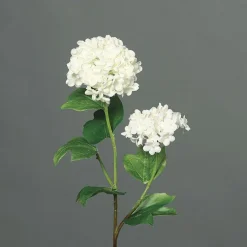 Branche de Viburnum avec 2 ombelles crème artificielle - 48 cm