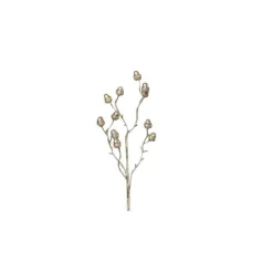 Branche scintillante avec glands couleur platine H 60 cm