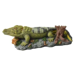 Bulleur crocodile coloris vert en résine Aquatlantis - 7,5 x 16 x 4,5 cm