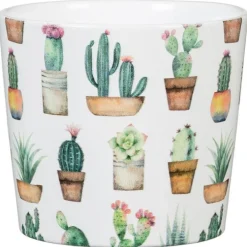 Cache-pot 870 Cactus Garden Ø 11 x H 9,3 cm Céramique émaillée