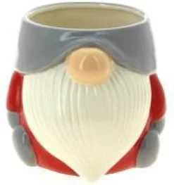 Cache-pot en céramique rouge forme Père Noël – Ø 13 x H 14 cm