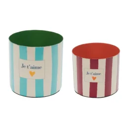 Cache-pot en métal Je t'aime taille 2 - Ø 10 x H 8,5 x 10 cm