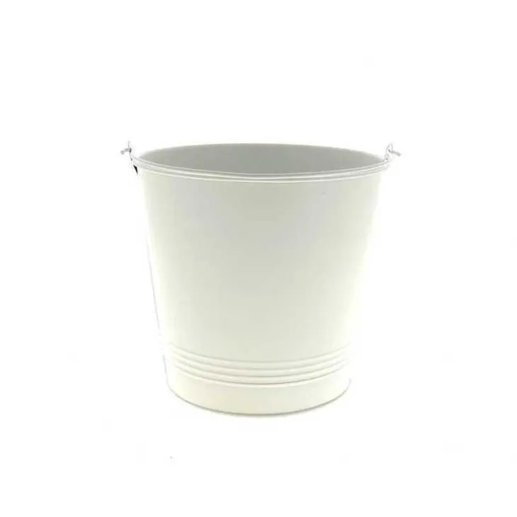 Cache-pot métal blanc Zinc - Ø 18 x H 17,5 cm