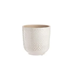 Cache-pot Sandstone en grès blanc - Ø 13,5 x 12,5 cm
