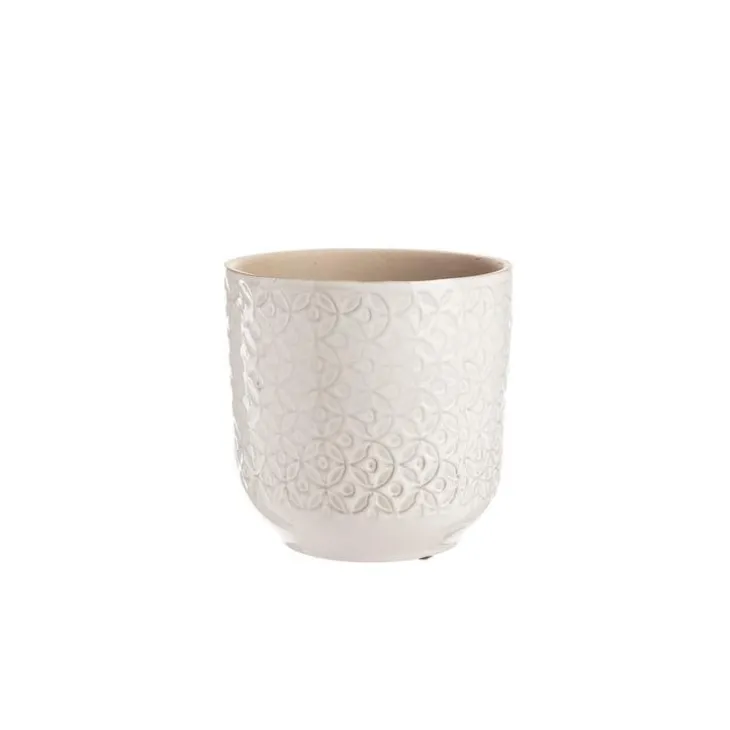 Cache-pot Sandstone en grès blanc - Ø 13,5 x 12,5 cm