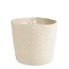 Cache-pot vannerie naturelle coloris blanc en jute - 20,5 x 19,5 x 16 cm