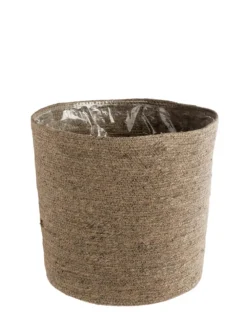 Cache-pot vannerie naturelle coloris gris en jute - 20,5 x 19,5 x 16 cm