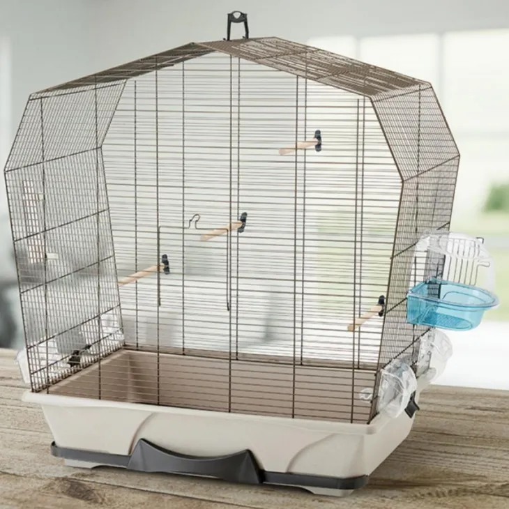 Cage à oiseaux exotiques et canaris coloris marron Savic Mary 50 avec fils cuivrés – 71,5 x 38,5 x 73,5 cm