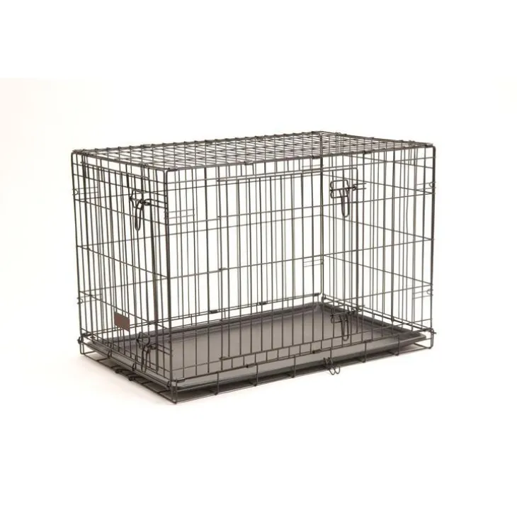 Cage d'éducation noire pour chien et chiot à 2 portes - 91 x 58 x 63 cm