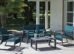 Canapé lounge aluminium graphite/bleu, PROLOISIRS quenza II