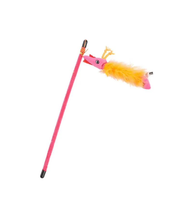 Canne à pêche jouet pour chat Crevettes et hippocampes 40 cm