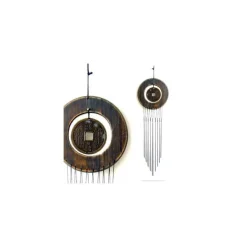 Carillon au décor soleil en bois et en aluminium, H 60 cm
