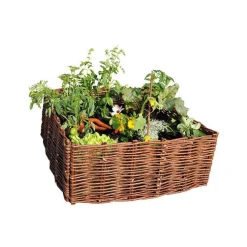 Carré potager en osier brun 100x100 cm