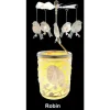 Carrousel photophore en métal argenté avec oiseaux - H 12 cm