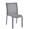 Chaise de jardin coloris gris en aluminium et textilène Carlina - 60 x 48 x 87 cm