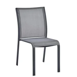 Chaise de jardin coloris gris en aluminium et textilène Carlina - 60 x 48 x 87 cm