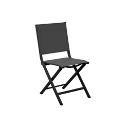 Chaise pliante chiné noire en aluminium et toile Proloisirs Thema