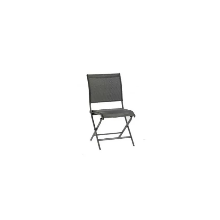 Chaise pliante grise en aluminium Proloisirs Elégance