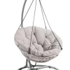 Chaise suspendue en acier anthracite et coussin gris clair Ovo - Ø 105 x H 196 cm