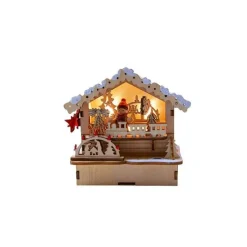 Chalet Marché de Noël Enneigé Led 3/ 11x11,5x7 cm