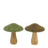 Champignon en bois de manguier avec chapeau en perles - Ø 13 x 15 cm