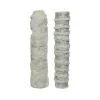 Chemin de table en fourrure blanc/argent - 200 x 35 cm