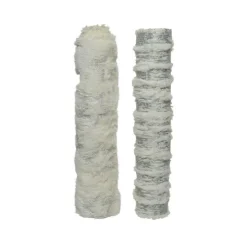 Chemin de table en fourrure blanc/argent - 200 x 35 cm
