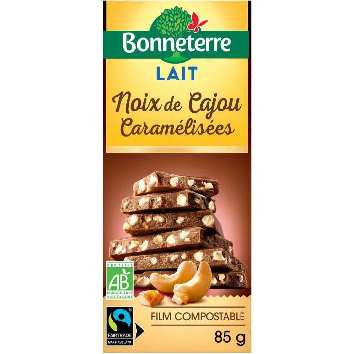 Chocolat au lait noix de cajou caramelisees 85 g