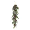 Chute de feuillage vert et pommes de pin bordeaux Bodi - 110 x 18 x 10 cm