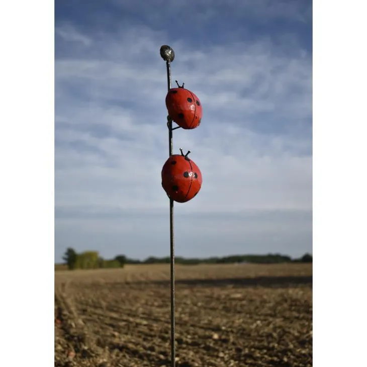 Coccinelles en métal recyclé peint rouge Chouette & Co - Les deux pièces