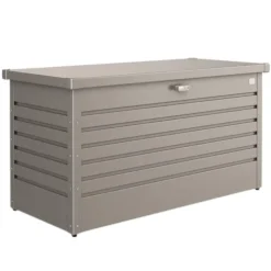 Coffre de jardin 130 en acier galvanisé coloris gris quartz métallique Biohort - 134 x 62 x 71 cm