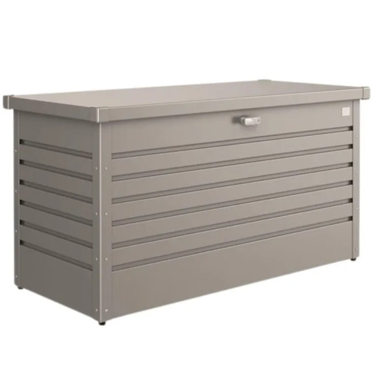Coffre de jardin 130 en acier galvanisé coloris gris quartz métallique Biohort - 134 x 62 x 71 cm