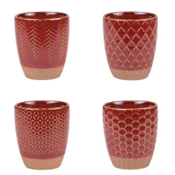 Coffret 4 gobelets en grès rouge Jaspe - 20 cl