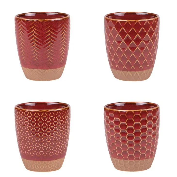 Coffret 4 gobelets en grès rouge Jaspe - 20 cl