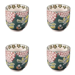 Coffret de 4 gobelets Cottage coloris vert en verre - 7 cm