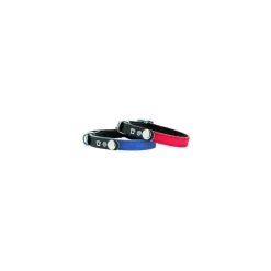 Collier pour chat en cuir coloris bleu marine Bobby porte-adresse