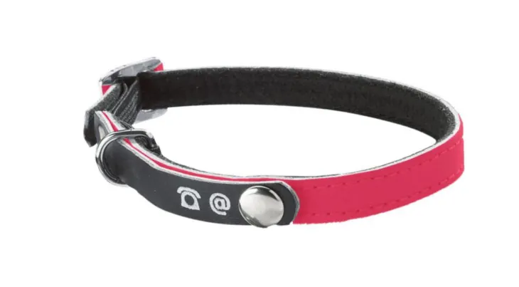 Collier pour chat en cuir coloris rose Bobby porte-adresse