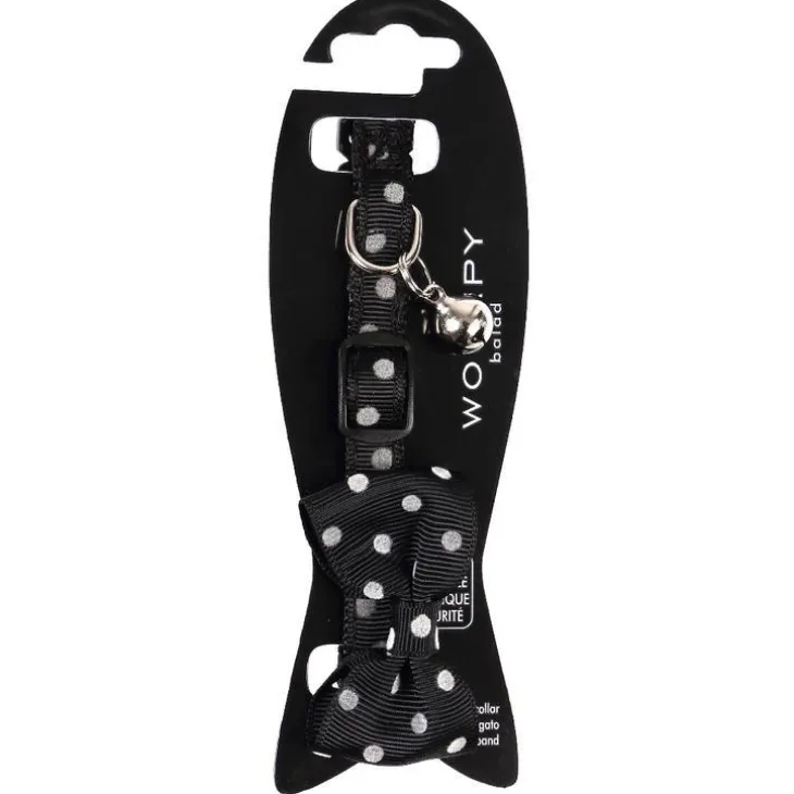Collier pour chat en nylon coloris noir avec nœud Wouapy - Taille unique