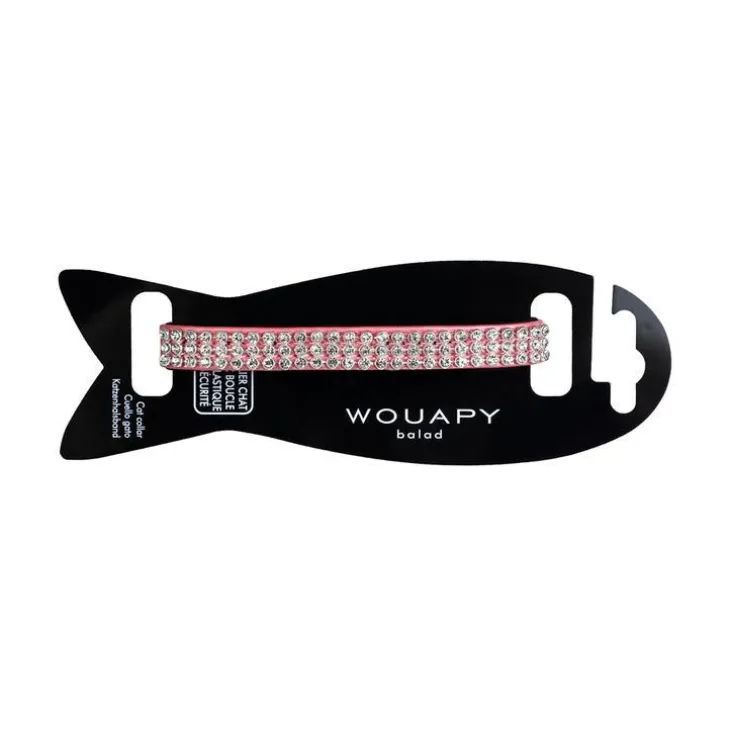 Collier pour chat en simili cuir coloris rose Wouapy Diam's - Taille unique