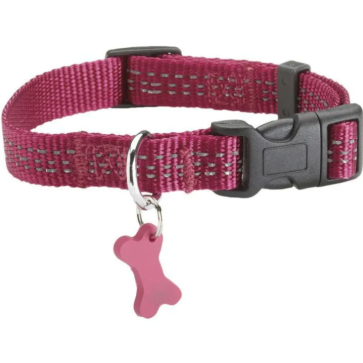 Collier pour chien coloris fuchsia en nylon tressé Bobby Safe – Taille S